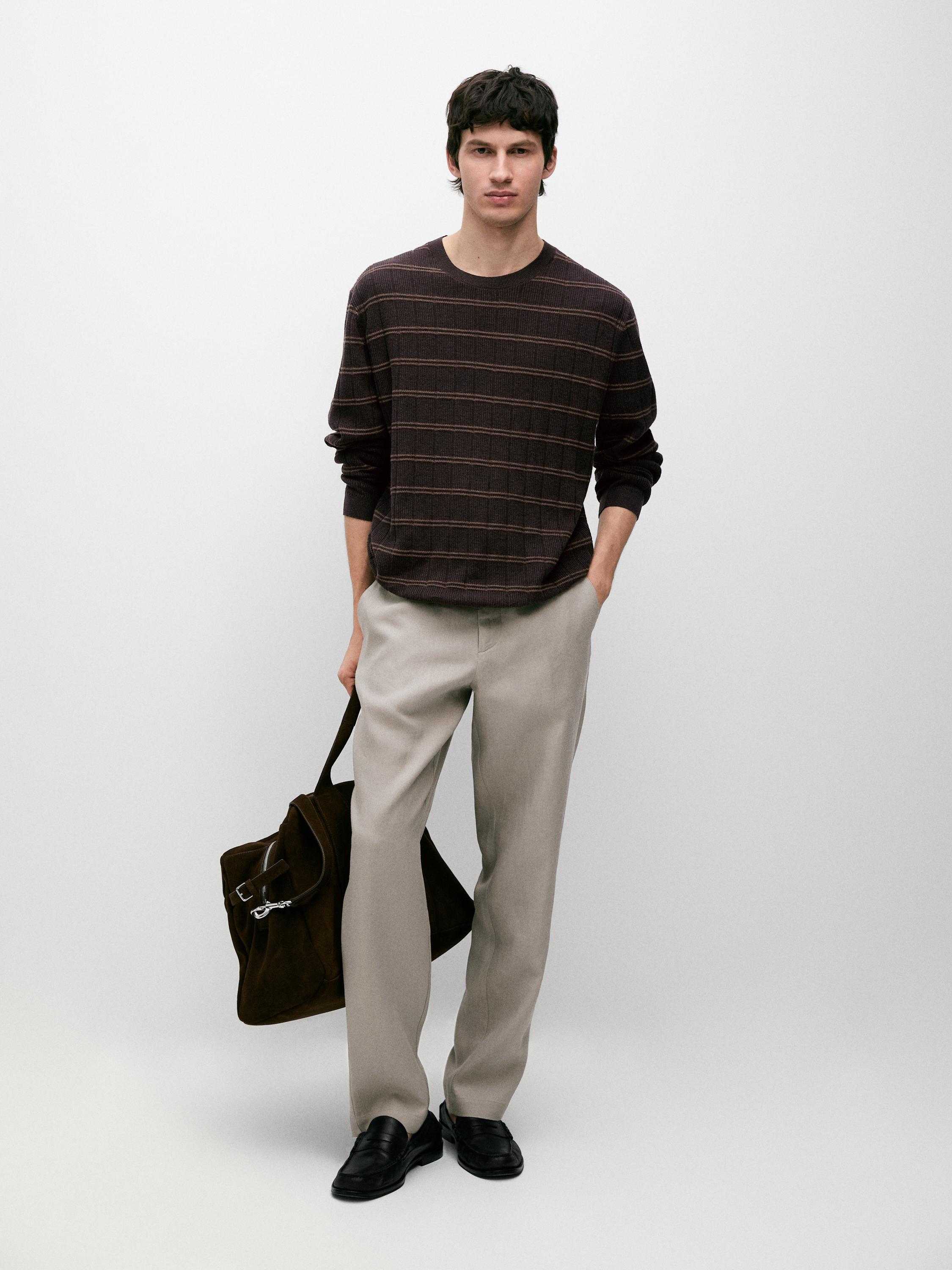 100% linen tapered fit trousers
